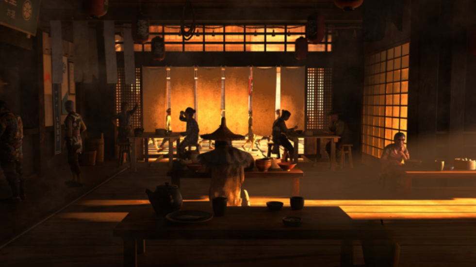 和风室内夕阳叙事灯光作品